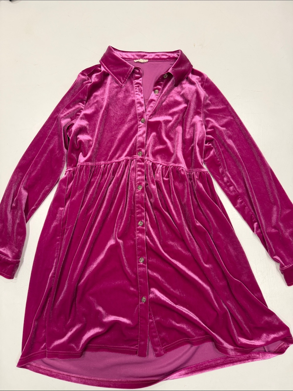 JODIFL Velvet Button-Front Maxi Dress - Fuchsia